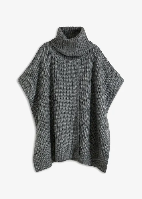 Poncho-Pullover in grau von vorne - bonprix Poncho-Pullover in grau von vorne - bonprix