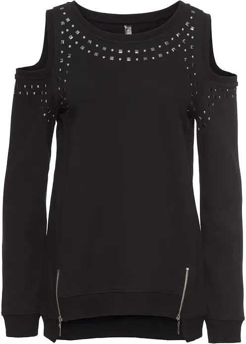Sweatshirt mit Cut-Outs in schwarz von vorne - RAINBOW Sweatshirt mit Cut-Outs in schwarz von vorne - RAINBOW