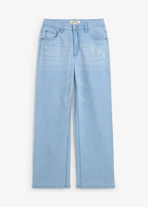 Wide-Leg-Jeans Mid Waist in blau von vorne - bonprix Wide-Leg-Jeans Mid Waist in blau von vorne - bonprix