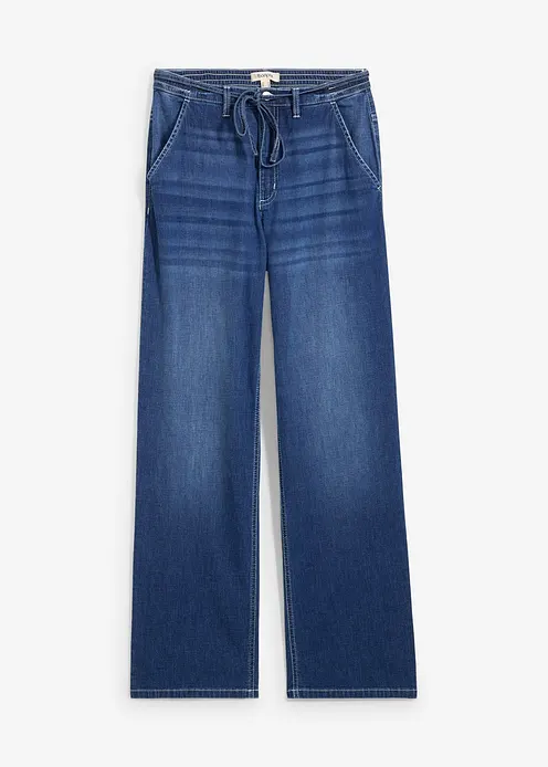 Loose Straight-Jeans, High Waist, Bequembund in blau von vorne - bonprix Loose Straight-Jeans, High Waist, Bequembund in blau von vorne - bonprix