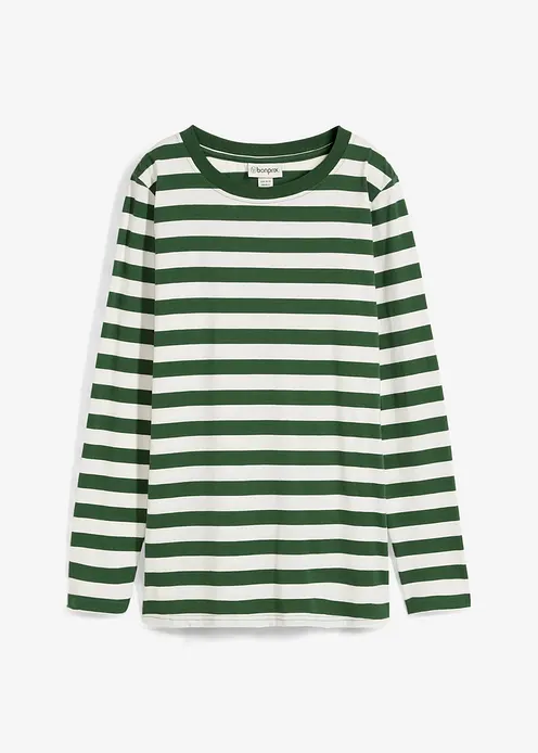 Streifenshirt aus reiner Bio-Baumwolle in grün von vorne - bonprix Streifenshirt aus reiner Bio-Baumwolle in grün von vorne - bonprix