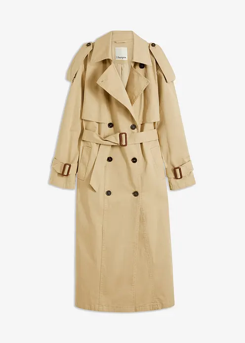 Oversize Trenchcoat aus schwerer Qualität in beige von vorne - bonprix Oversize Trenchcoat aus schwerer Qualität in beige von vorne - bonprix
