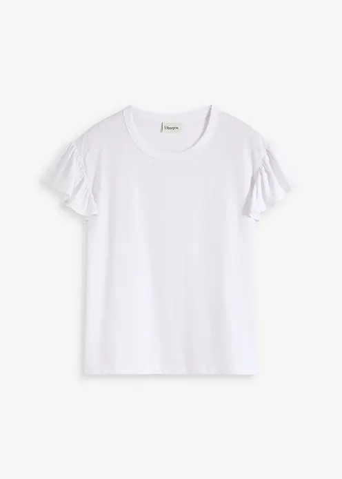 Shirt mit Volants-Ärmeln in weiß von vorne - bonprix Shirt mit Volants-Ärmeln in weiß von vorne - bonprix