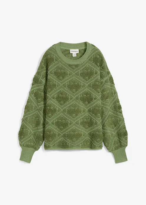 Boxy-Strickpullover in grün von vorne - bonprix Boxy-Strickpullover in grün von vorne - bonprix
