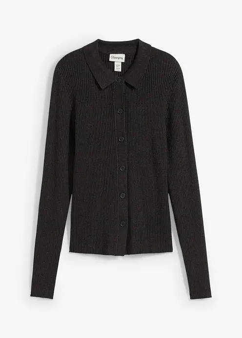 Feinstrickjacke aus Viskose-Mix in grau von vorne - bonprix Feinstrickjacke aus Viskose-Mix in grau von vorne - bonprix