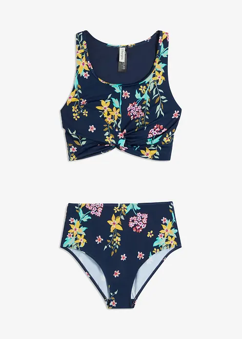 Bustier-Bikini in Wickeloptik (2-tlg.Set) in blau von vorne - bonprix Bustier-Bikini in Wickeloptik (2-tlg.Set) in blau von vorne - bonprix