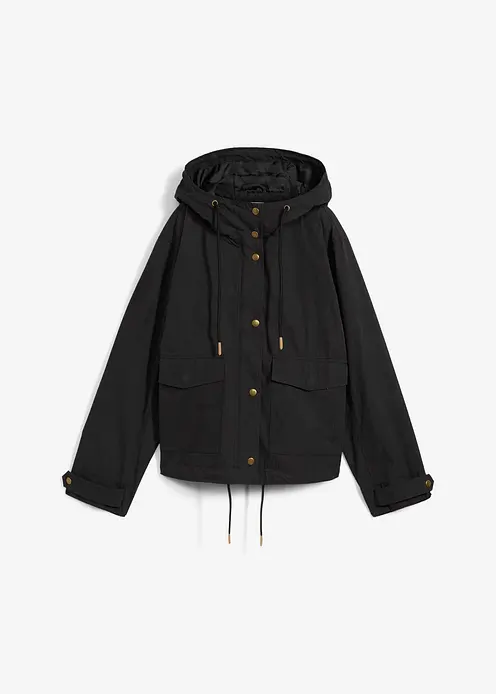 Übergangsjacke mit Kapuze in schwarz von vorne - bonprix Übergangsjacke mit Kapuze in schwarz von vorne - bonprix