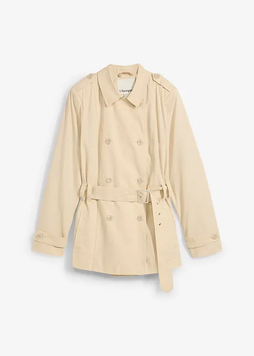 Kurzer Trenchcoat in beige von vorne - bonprix Kurzer Trenchcoat in beige von vorne - bonprix