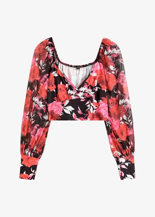 Cropped Blusentop in schwarz von vorne - bonprix Cropped Blusentop in schwarz von vorne - bonprix