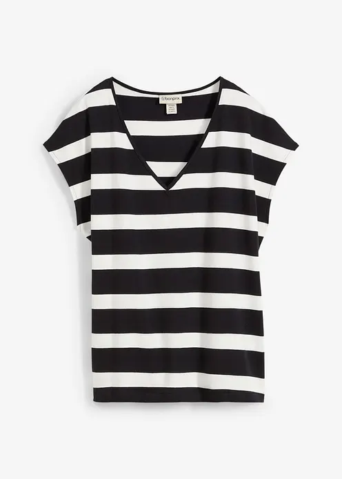 Gestreiftes Strickshirt in schwarz von vorne - bonprix Gestreiftes Strickshirt in schwarz von vorne - bonprix