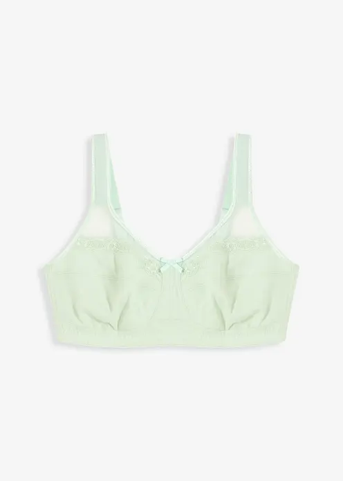 Entlastungs-BH ohne Bügel mit weicher Bio-Baumwolle in grün von vorne - bonprix Entlastungs-BH ohne Bügel mit weicher Bio-Baumwolle in grün von vorne - bonprix