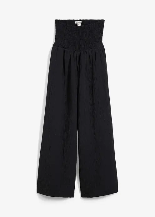 Palazzo-Hose aus Musselin in schwarz von vorne - bonprix Palazzo-Hose aus Musselin in schwarz von vorne - bonprix