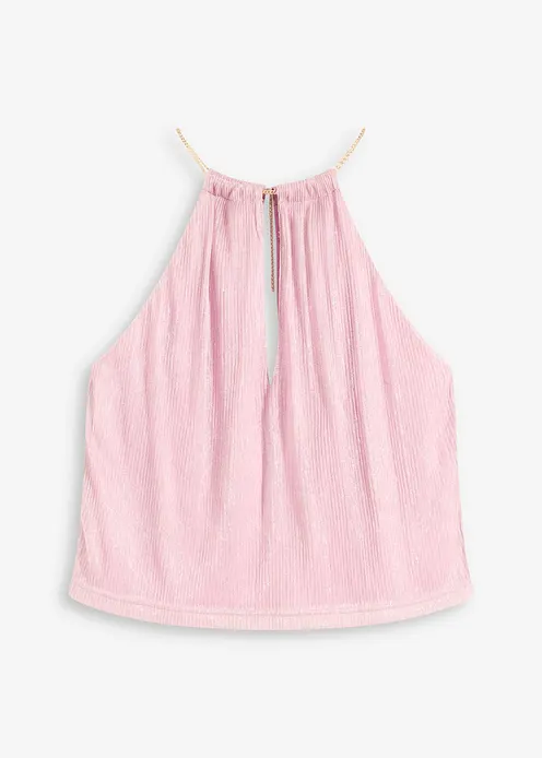 Cropped Top in metallic Optik in rosa von vorne - bonprix Cropped Top in metallic Optik in rosa von vorne - bonprix