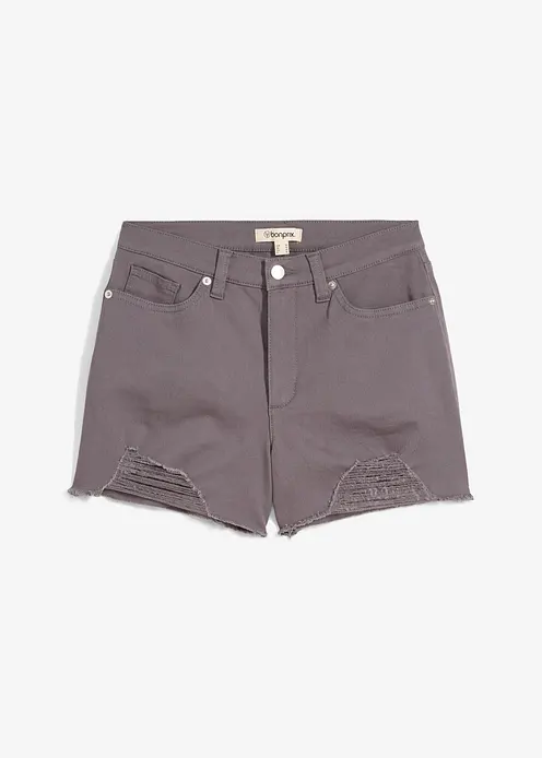 Highwaist-Shorts aus Twill in grau von vorne - bonprix Highwaist-Shorts aus Twill in grau von vorne - bonprix