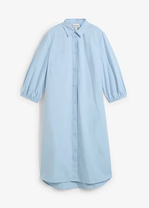 Blusenkleid aus leichter Baumwolle in blau von vorne - bonprix Blusenkleid aus leichter Baumwolle in blau von vorne - bonprix