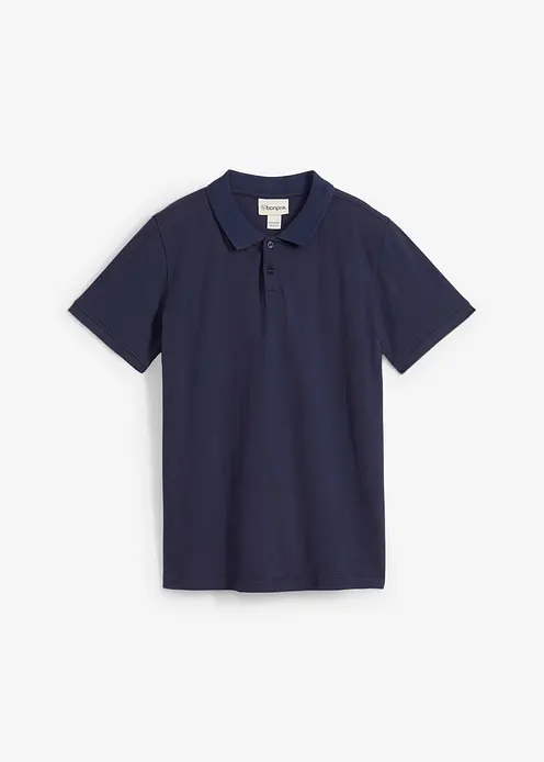 Piqué Poloshirt aus reiner Baumwolle in blau von vorne - bonprix Piqué Poloshirt aus reiner Baumwolle in blau von vorne - bonprix