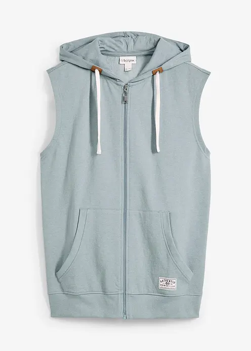 Kapuzen-Sweatweste aus weichem Baumwoll-Mix in grau von vorne - bonprix Kapuzen-Sweatweste aus weichem Baumwoll-Mix in grau von vorne - bonprix