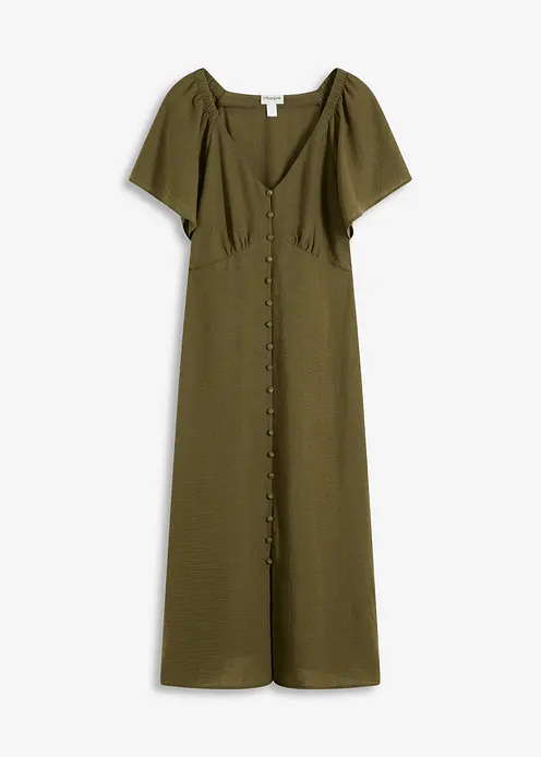 Midikleid in Leinen-Optik in grün von vorne - bonprix Midikleid in Leinen-Optik in grün von vorne - bonprix