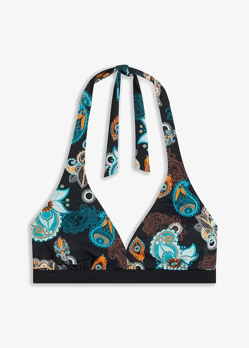 Neckholder-Bikinioberteil mit tiefem Ausschnitt in schwarz von vorne - bonprix Neckholder-Bikinioberteil mit tiefem Ausschnitt in schwarz von vorne - bonprix