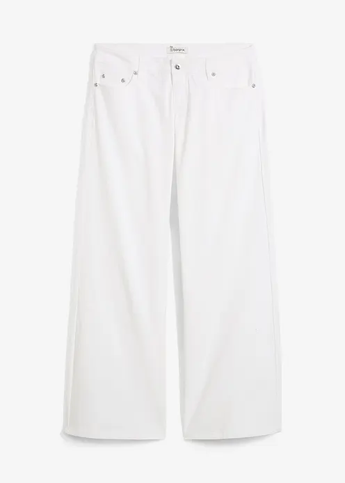 Wide-Leg-Jeans, Low Waist in weiß von vorne - bonprix Wide-Leg-Jeans, Low Waist in weiß von vorne - bonprix