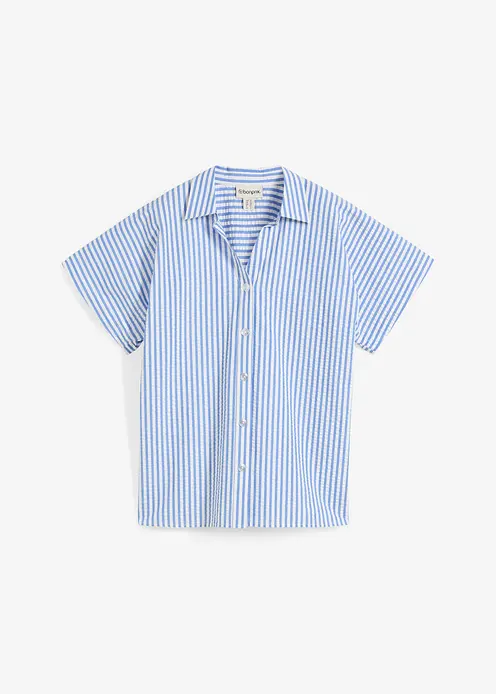 Kurzarmhemd aus Seersucker in blau von vorne - bonprix Kurzarmhemd aus Seersucker in blau von vorne - bonprix