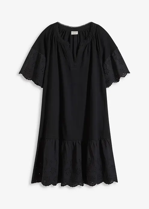 Tunika-Kleid aus reiner Bio-Baumwolle in schwarz von vorne - bonprix Tunika-Kleid aus reiner Bio-Baumwolle in schwarz von vorne - bonprix