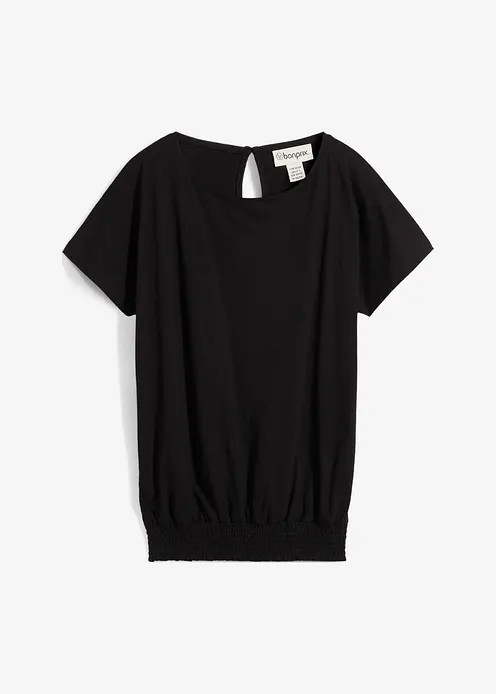 Flammgarn-Shirt aus Bio-Baumwolle mit Smockbund in schwarz von vorne - bonprix Flammgarn-Shirt aus Bio-Baumwolle mit Smockbund in schwarz von vorne - bonprix