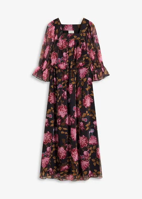 Chiffon-Maxikleid in schwarz von vorne - bonprix Chiffon-Maxikleid in schwarz von vorne - bonprix