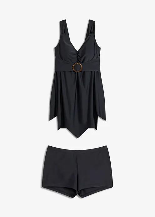 Long-Tankini mit breiten Trägern (2-tlg.Set) in schwarz von vorne - bonprix Long-Tankini mit breiten Trägern (2-tlg.Set) in schwarz von vorne - bonprix