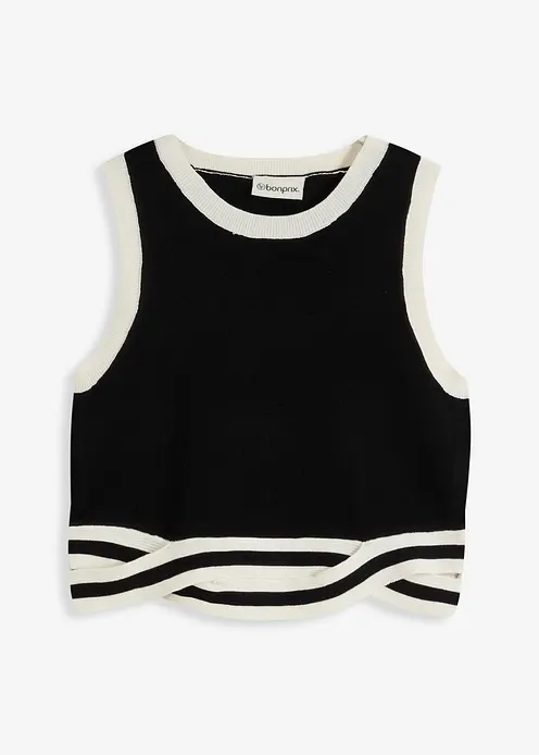Cropped Strick-Top mit gewistetem Saum in schwarz von vorne - bonprix Cropped Strick-Top mit gewistetem Saum in schwarz von vorne - bonprix