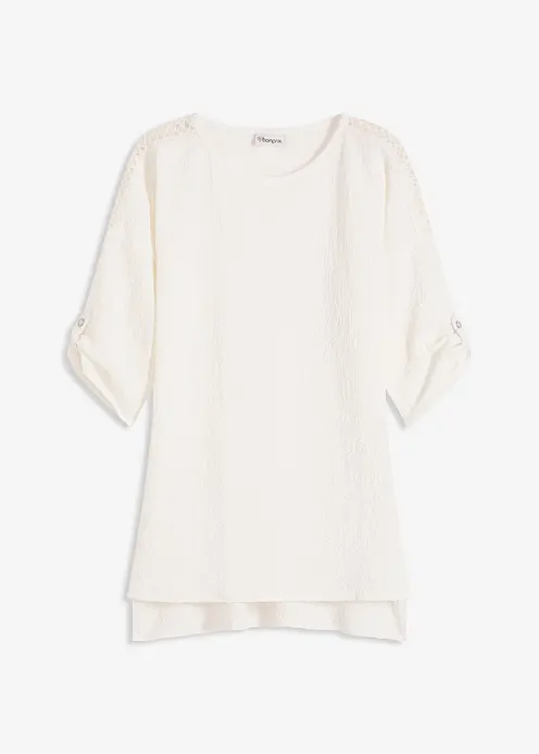 Tunika mit Struktur und Spitzenband in weiß von vorne - bonprix Tunika mit Struktur und Spitzenband in weiß von vorne - bonprix
