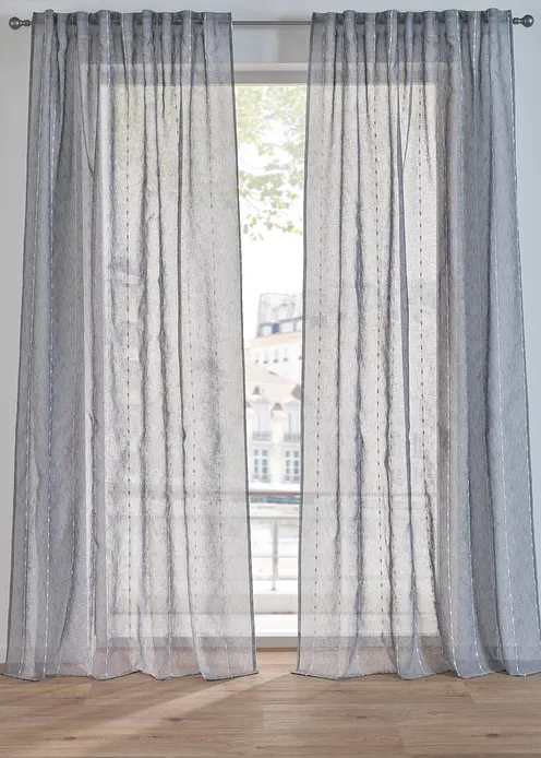 Vorhang mit Webstreifen (1er Pack) in grau - bonprix Vorhang mit Webstreifen (1er Pack) in grau - bonprix