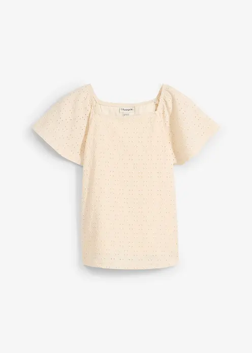 Shirtbluse mit Lochstickerei in beige von vorne - bonprix Shirtbluse mit Lochstickerei in beige von vorne - bonprix