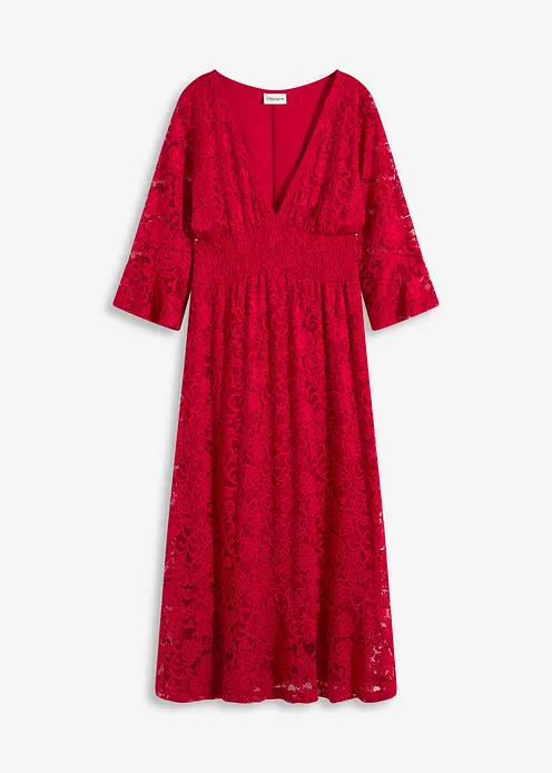 Spitzenkleid mit Volants in rot von vorne - bonprix Spitzenkleid mit Volants in rot von vorne - bonprix