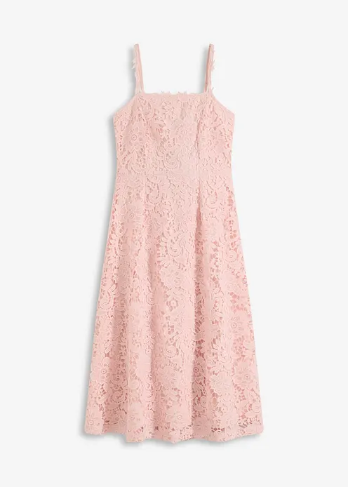 Spitzenkleid mit dekorierten Trägern in rosa von vorne - bonprix Spitzenkleid mit dekorierten Trägern in rosa von vorne - bonprix