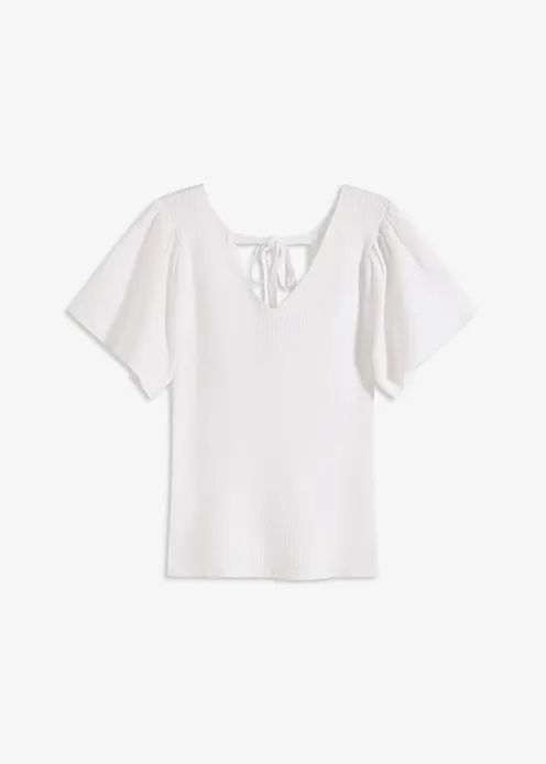 Ripp-Pullover aus Viskose-Mix in weiß von vorne - bonprix Ripp-Pullover aus Viskose-Mix in weiß von vorne - bonprix