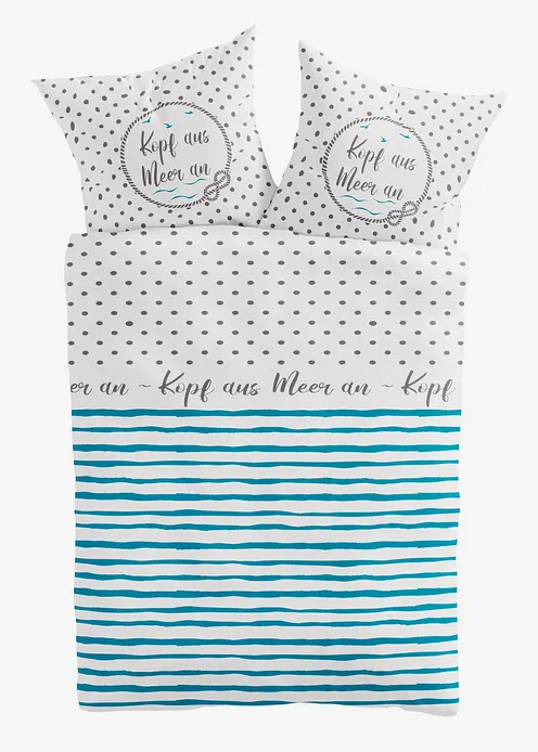 Bettwäsche mit maritimen Design in weiß von vorne - bonprix Bettwäsche mit maritimen Design in weiß von vorne - bonprix
