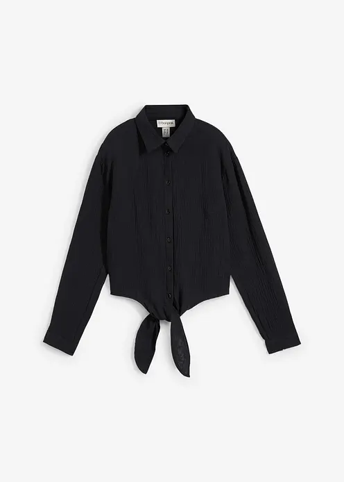 Bluse aus Musselin in schwarz von vorne - bonprix Bluse aus Musselin in schwarz von vorne - bonprix