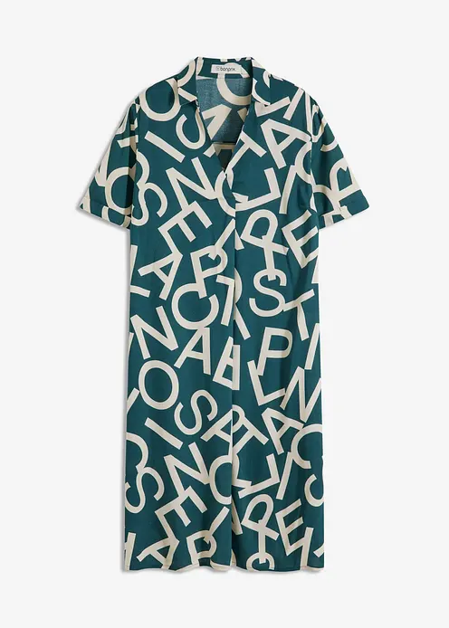 Kleid aus fließender Viskose in petrol von vorne - bonprix Kleid aus fließender Viskose in petrol von vorne - bonprix