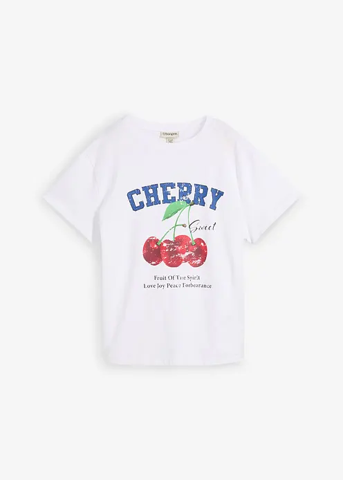 T-Shirt aus reiner Bio-Baumwolle, bedruckt in weiß von vorne - bonprix T-Shirt aus reiner Bio-Baumwolle, bedruckt in weiß von vorne - bonprix