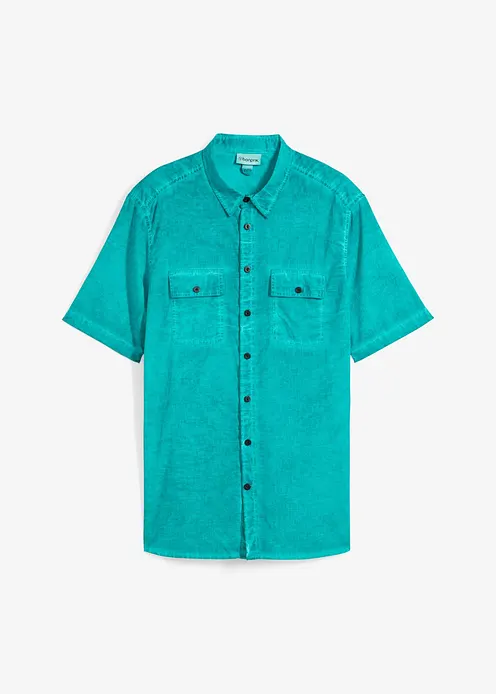 Kurzarmhemd in gewaschener Optik in grün von vorne - bonprix Kurzarmhemd in gewaschener Optik in grün von vorne - bonprix