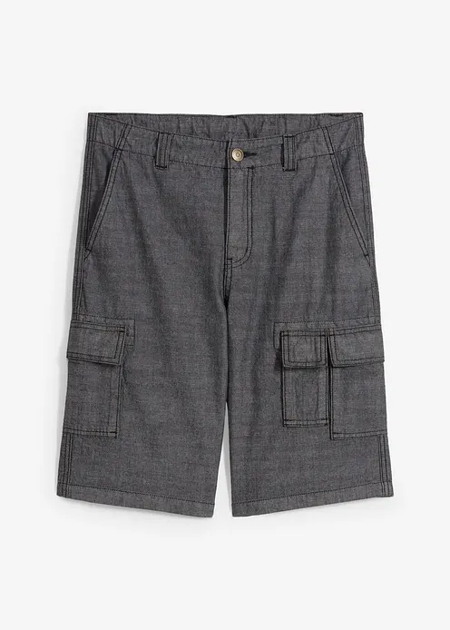 Chambray-Cargo-Longshorts, Regular Fit in schwarz von vorne - bonprix Chambray-Cargo-Longshorts, Regular Fit in schwarz von vorne - bonprix
