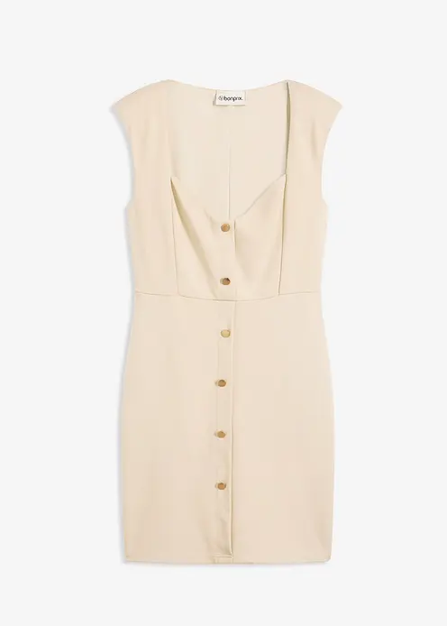 Minikleid mit Schulterpolstern in beige von vorne - bonprix Minikleid mit Schulterpolstern in beige von vorne - bonprix