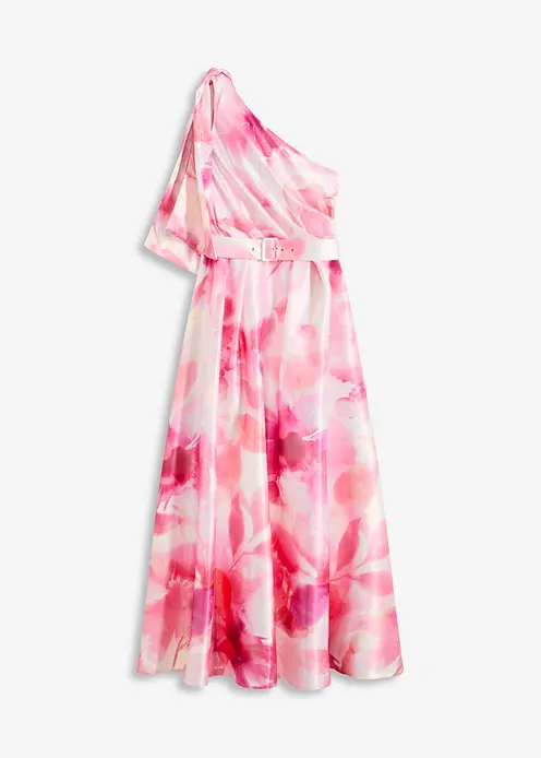 One-Shoulder-Kleid aus glänzendem Satin in weiß von vorne - bonprix One-Shoulder-Kleid aus glänzendem Satin in weiß von vorne - bonprix