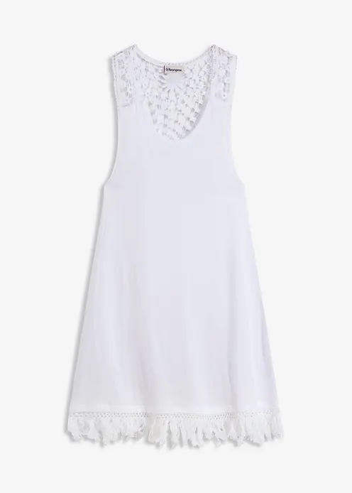 Strandkleid aus feiner Viskose in weiß von vorne - bonprix Strandkleid aus feiner Viskose in weiß von vorne - bonprix