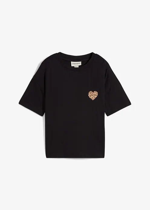 Verkürztes Shirt mit überschnittener Schulter in schwarz von vorne - bonprix Verkürztes Shirt mit überschnittener Schulter in schwarz von vorne - bonprix
