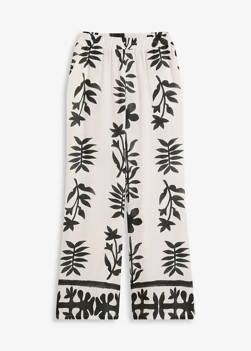 bedruckte Hose aus fließender Viskose in weiß von vorne - bonprix bedruckte Hose aus fließender Viskose in weiß von vorne - bonprix