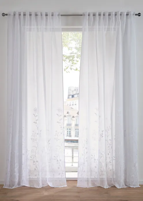 Gardine mit recyceltem Polyester (1er Pack) in weiß - bonprix Gardine mit recyceltem Polyester (1er Pack) in weiß - bonprix