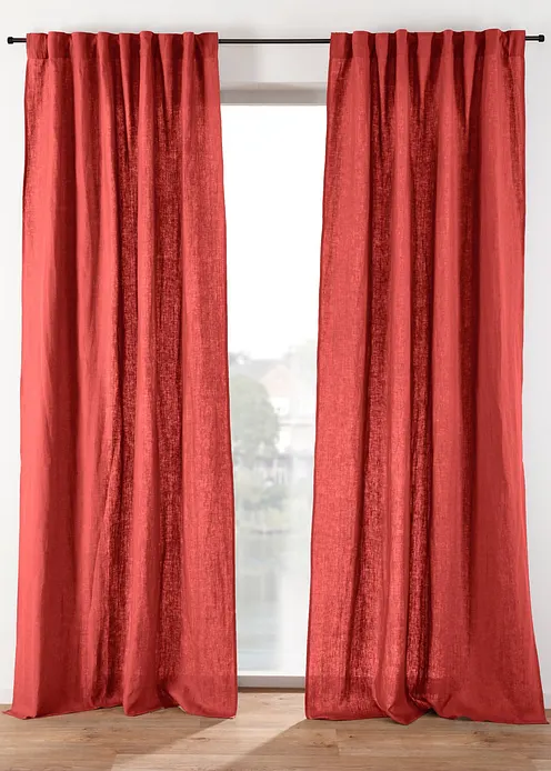 Leinen Vorhang (1er Pack) in rot - bonprix Leinen Vorhang (1er Pack) in rot - bonprix