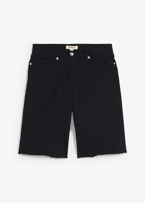 Bermuda mit offener Saumkante in schwarz von vorne - bonprix Bermuda mit offener Saumkante in schwarz von vorne - bonprix